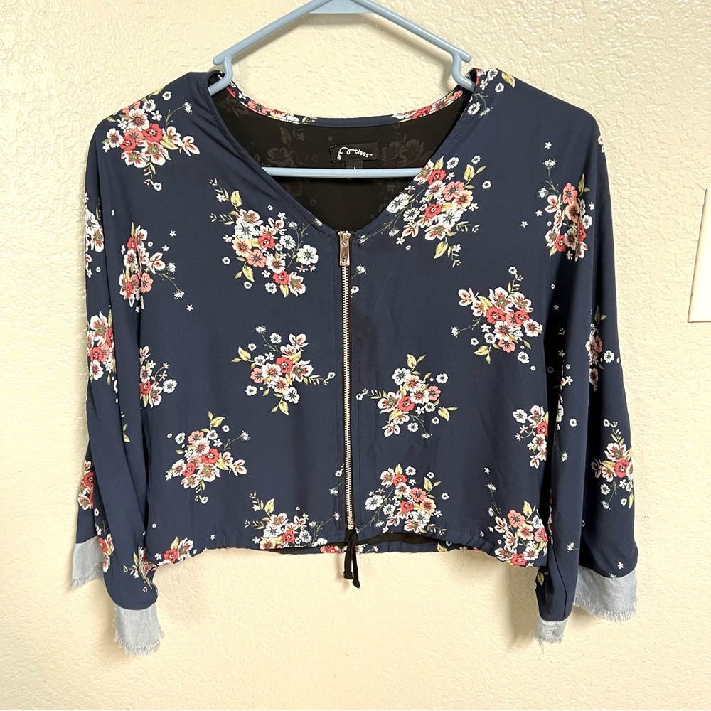 Art class flower print jacket size large